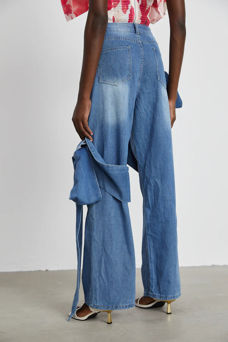 Mira wide-leg jeans with bow detail