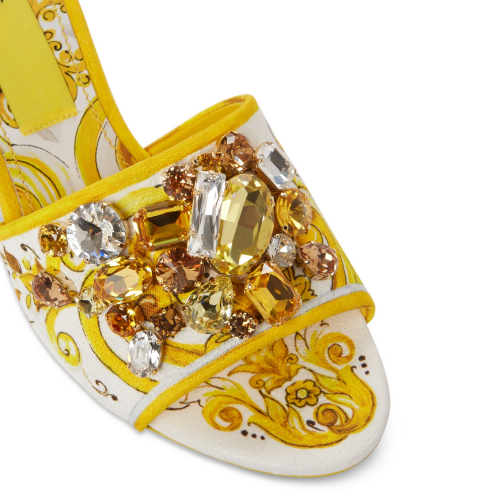 Solara Crystal – Stiletto Slippers with Print &amp; Rhinestones 