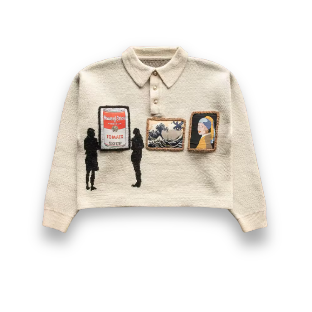 Galleria Knit – Patchwork Polo Sweater mit Galerie-Flair