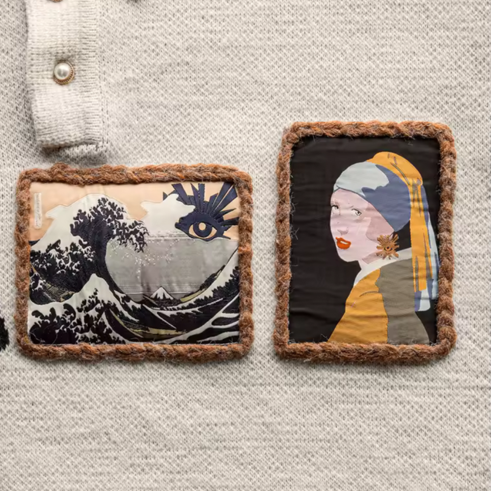 Galleria Knit – Patchwork Polo Sweater mit Galerie-Flair