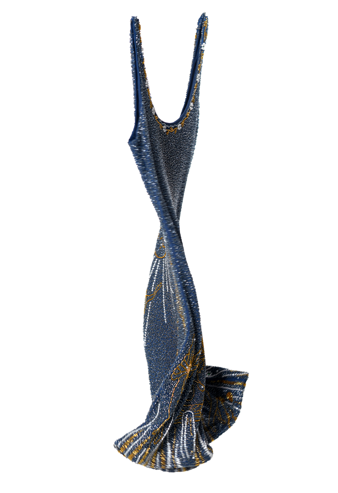 Celestia Limited Restock – Handcrafted Beaded Couture Gown in Midnight Blue