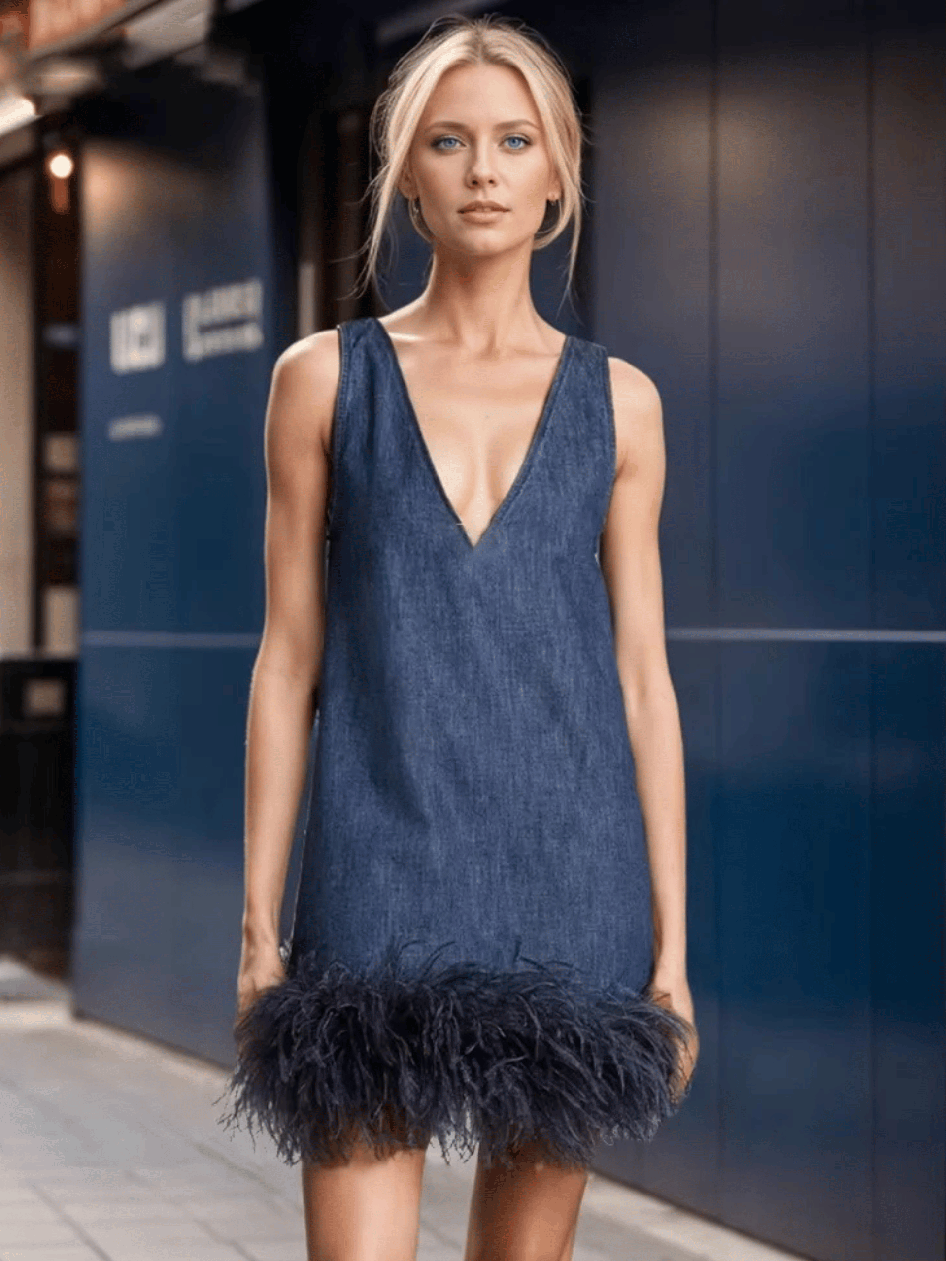 Valentina - City-Chic Dress Jeans &amp; Feathers 