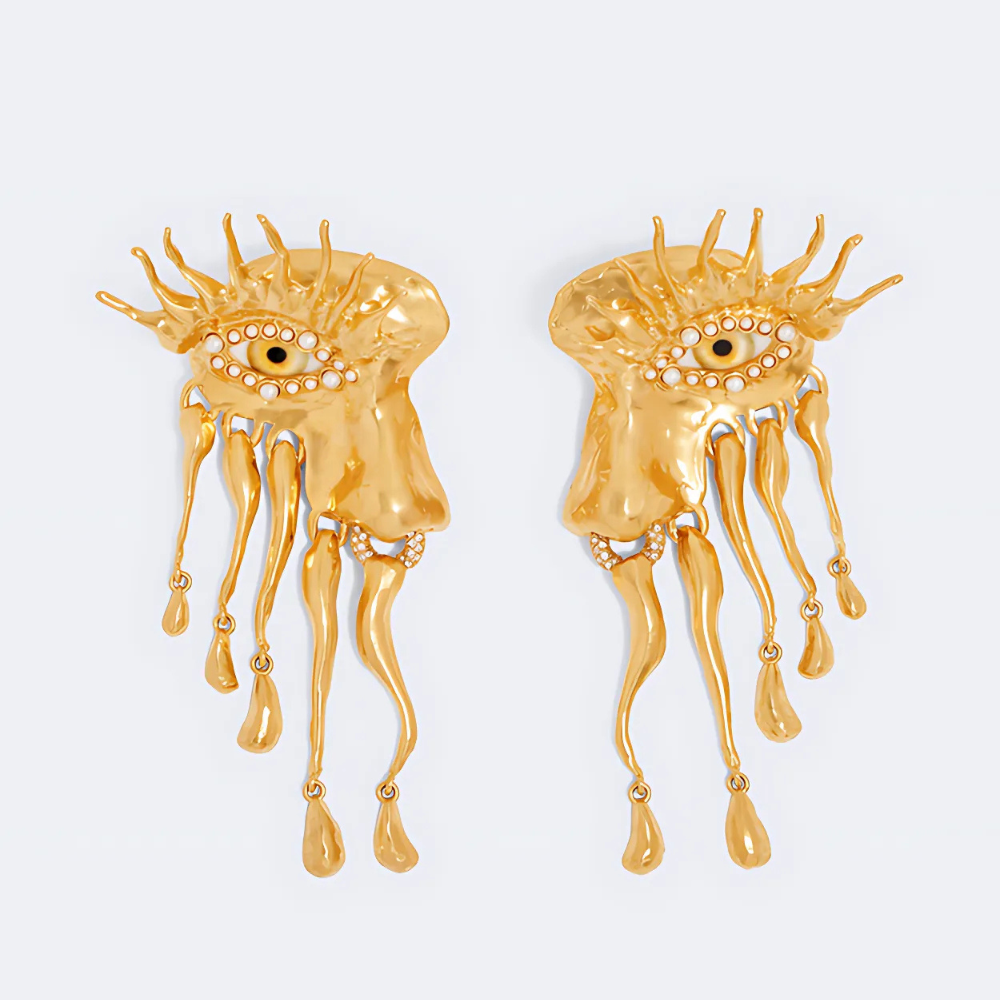 Golden Eye Drop Earrings