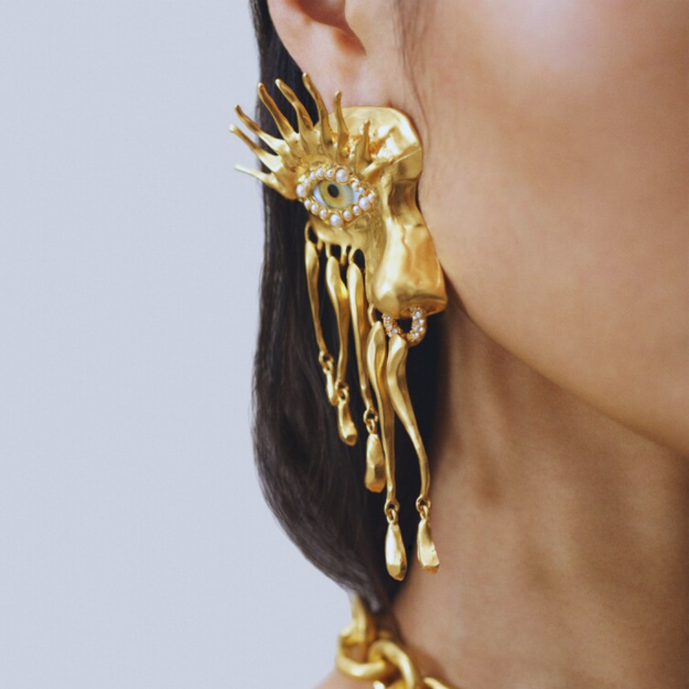 Golden Eye Drop Earrings