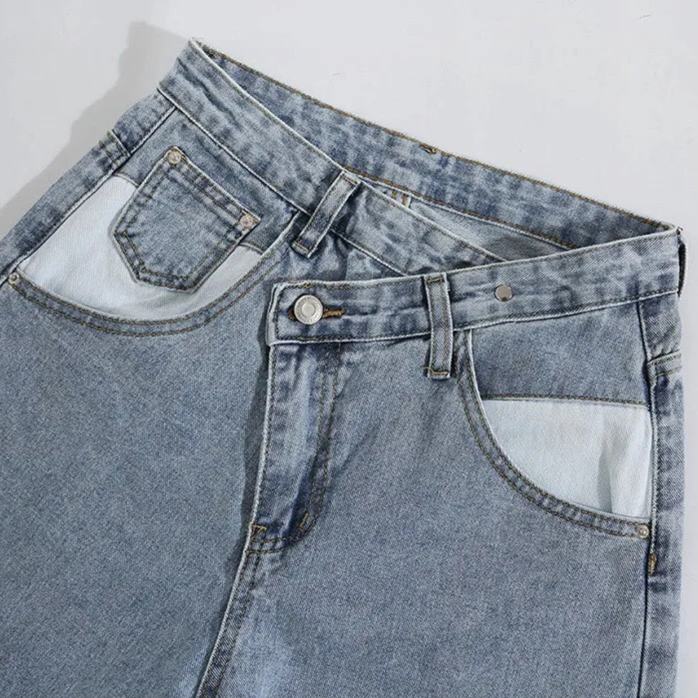 Hitonscool - Asymmetrical Cut Jeans