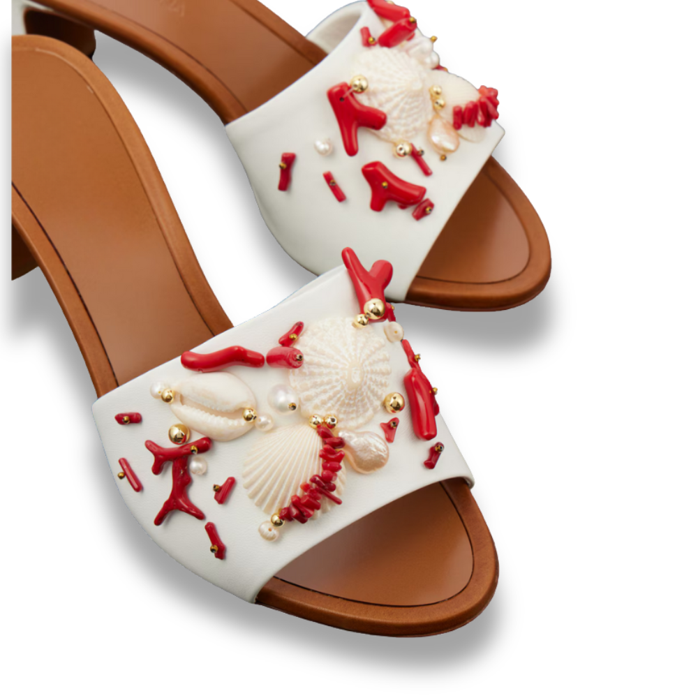 Shella Mare – Slip-On Mules with Shell Embellishment