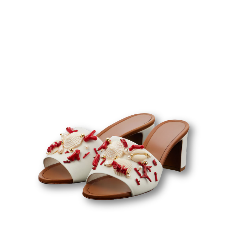 Shella Mare – Slip-On Mules mit Muschelverzierung