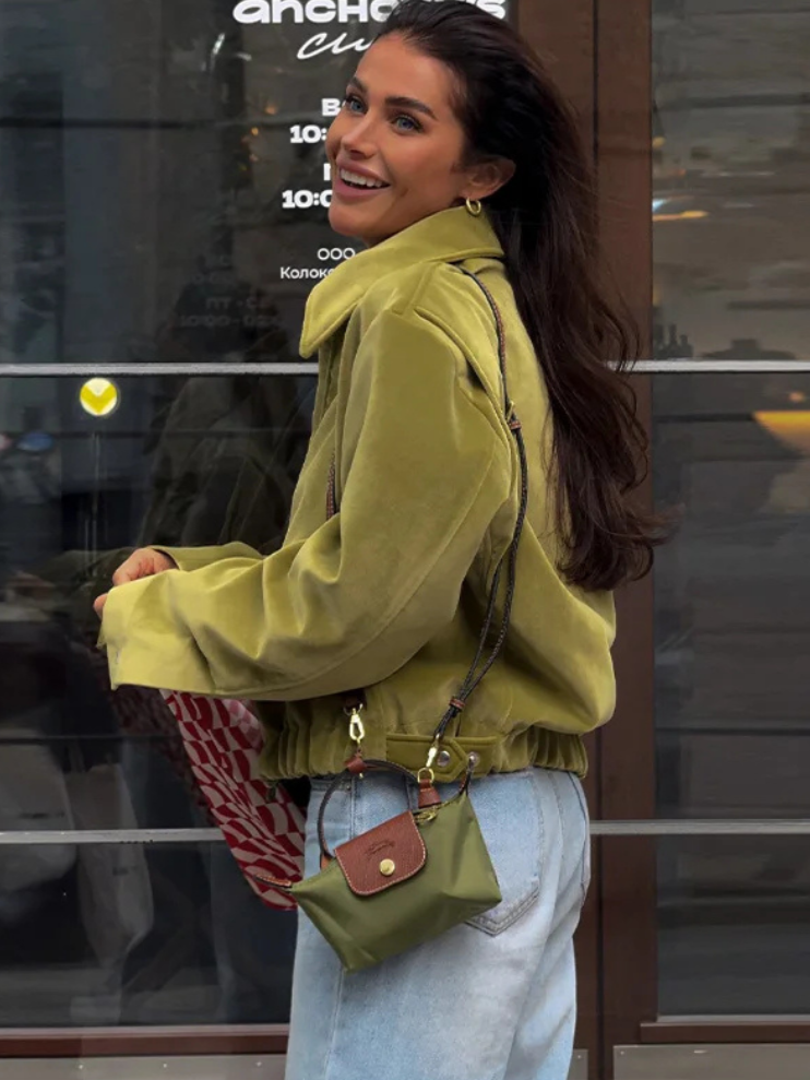 Olive Suede Cropped Jacket