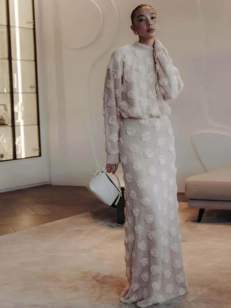 Floravia Set – 3D Flower Skirt &amp; Sweater Outfit