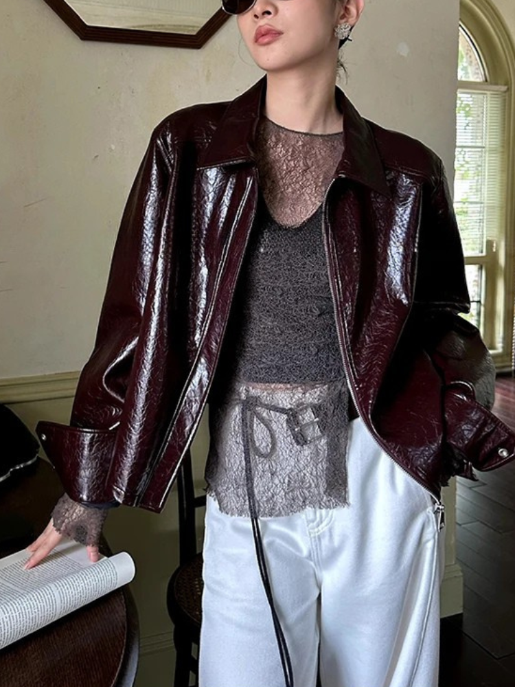 Aveline Jacket – Kurze PU-Lederjacke
