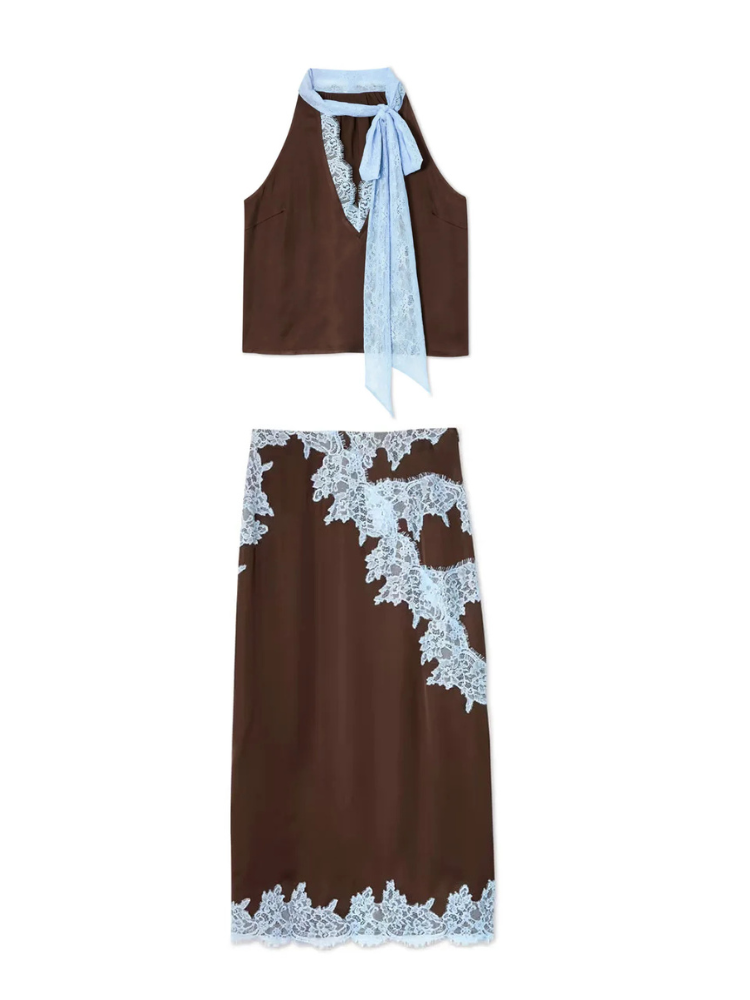 Lacéra Set – Zweiteiler mit Spitzen-Details & Kontrastfarben