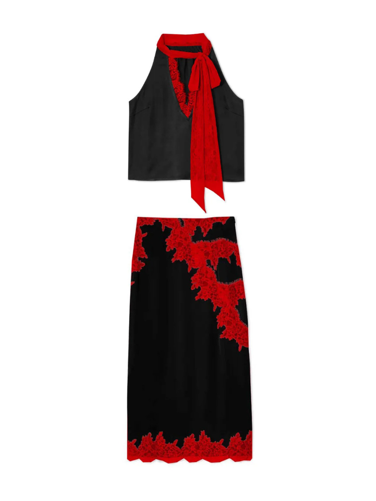 Lacéra Set – Zweiteiler mit Spitzen-Details & Kontrastfarben