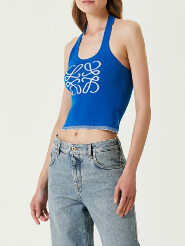 Orlina Tank – Damen Halter-Neck Stricktop