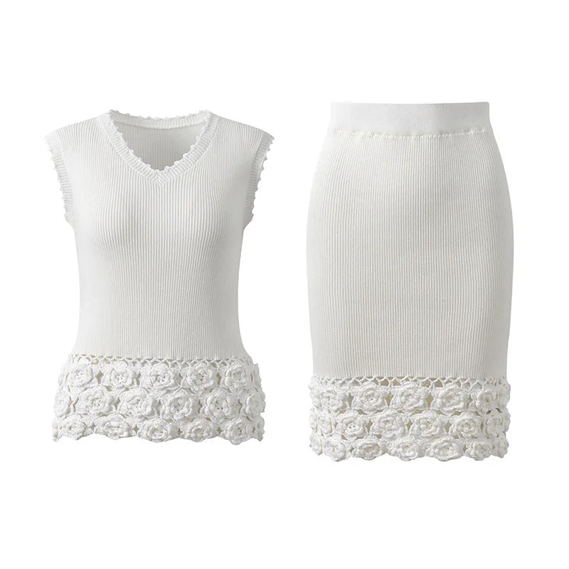 Avelisse Crochet Set – Strick Top & Midi Rock