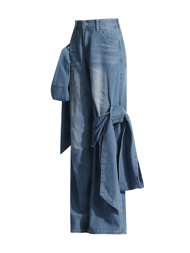 Mira wide-leg jeans with bow detail