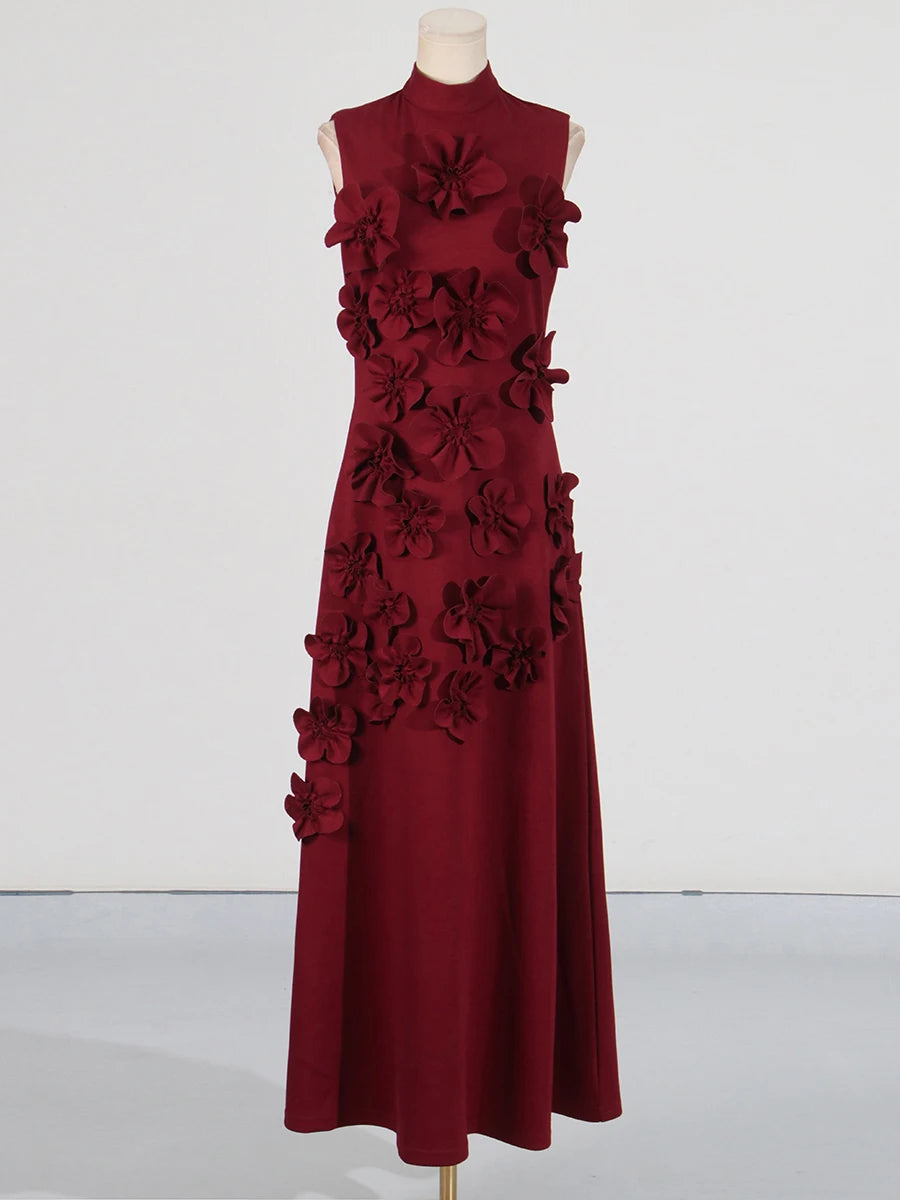 Florence maxi dress with bow and flower appliqué