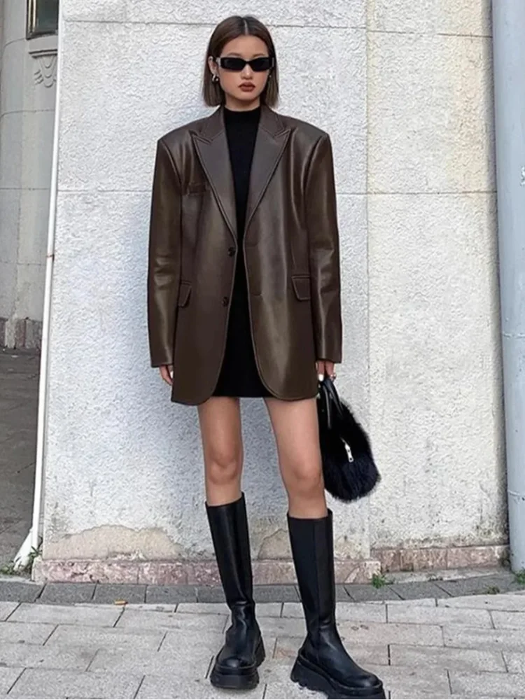 Velora Blazer – Oversized Blazer PU Leather 