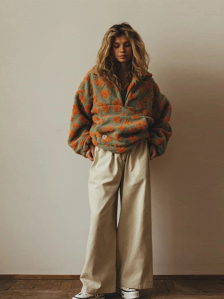 Lurevia Hoodie – Damen Oversize Hoodie mit Blumenmuster