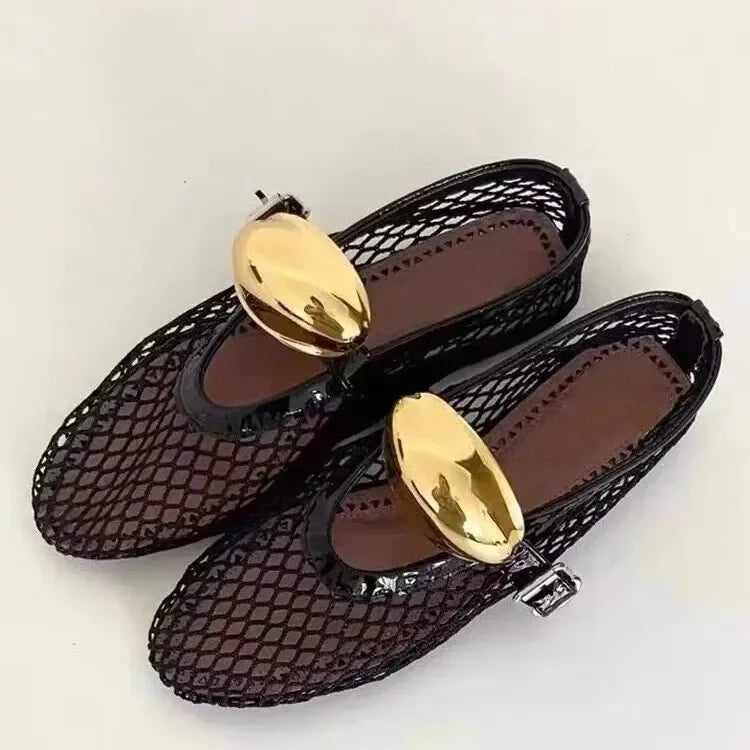 Aline Flat Shoes PU Leather - Net Ballerinas 