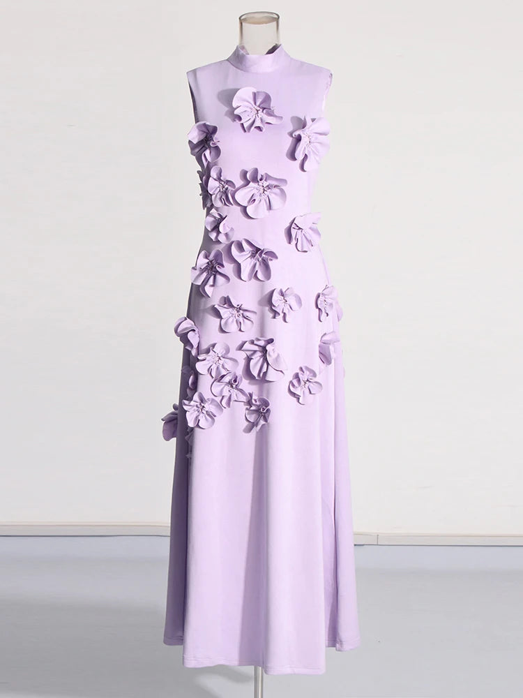 Florence maxi dress with bow and flower appliqué