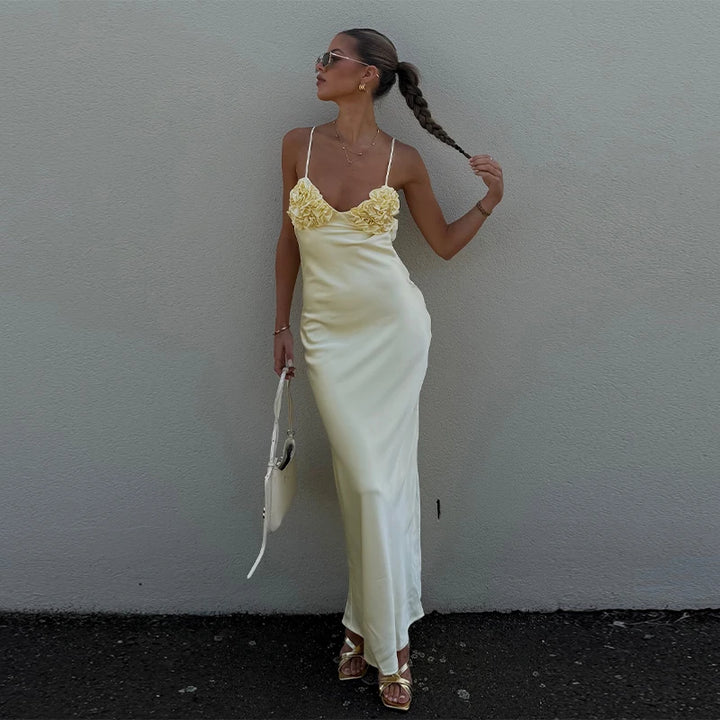 Soleil Bloom – Satin-Maxikleid