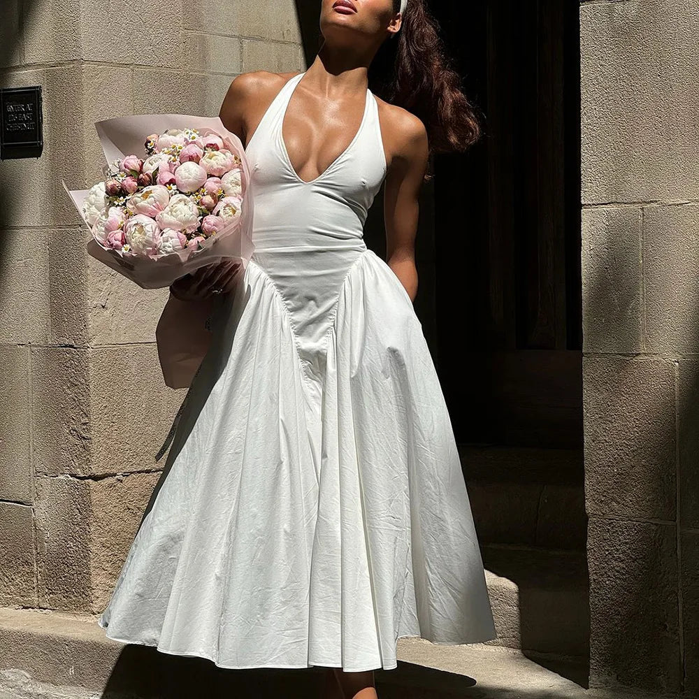 Talina "White Flame" – Rückenfreies Maxikleid