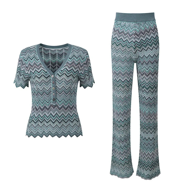 Novelle Knit Set – Strick Top & Wide-Leg Hose
