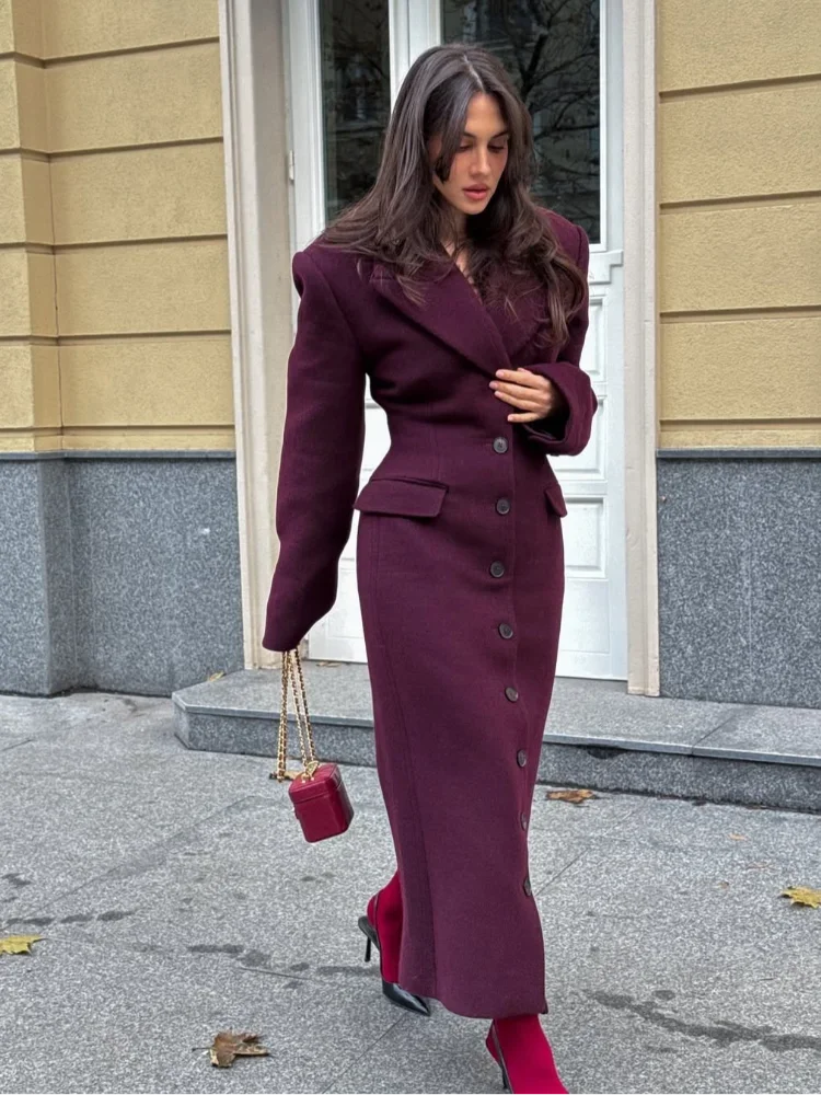 Serenya Woolen Coat – Figurbetonter Wollmantel für Damen