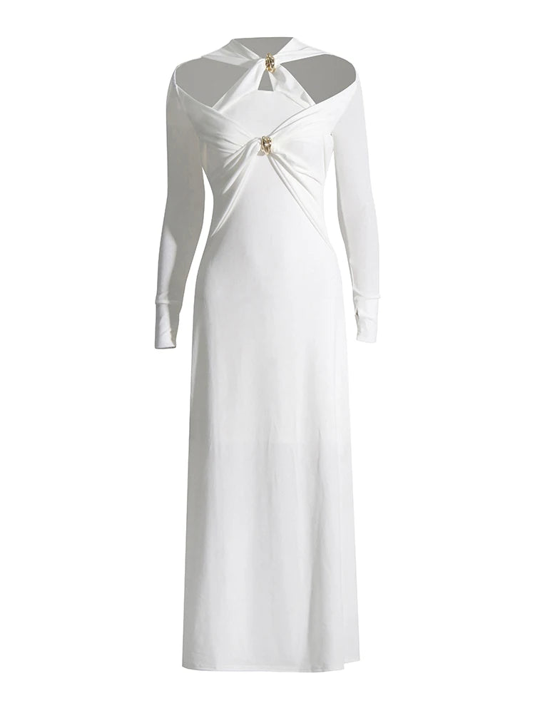 LUNA TWIST – Midi knitted dress with cut-outs 