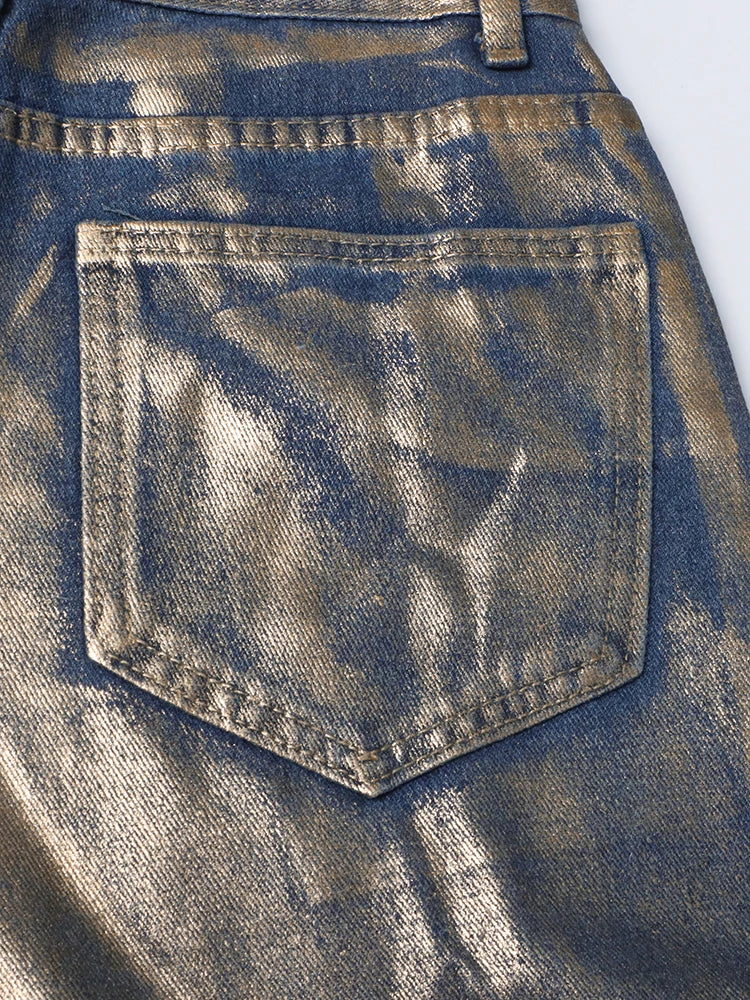 Jasmine – Colorblock High-Waist Straight-Leg Jeans mit Taschen