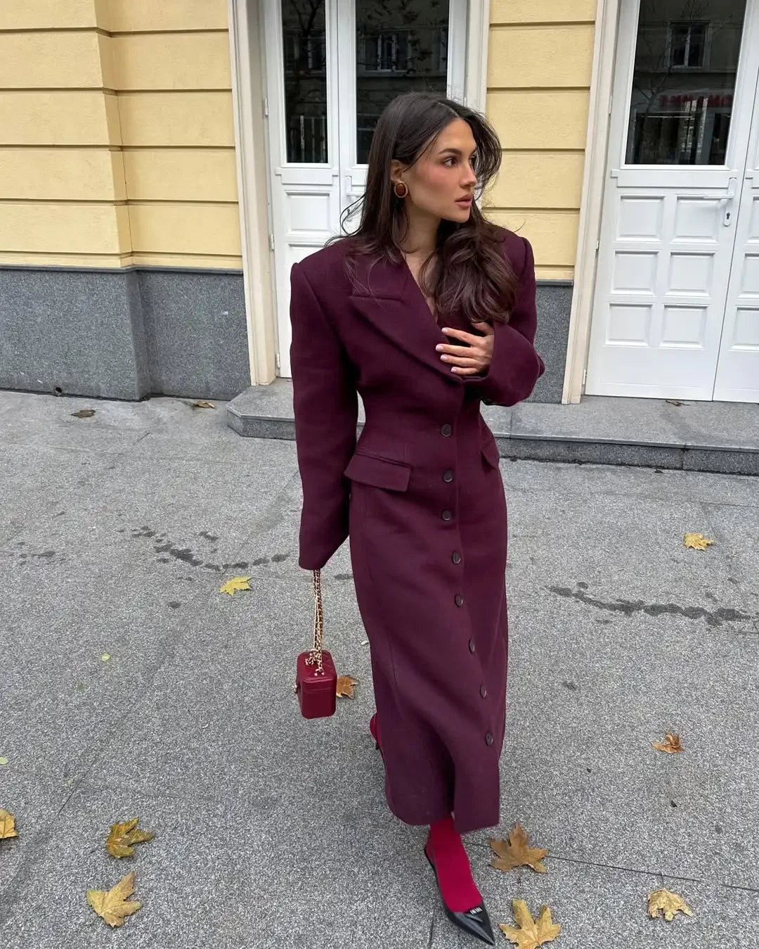 Serenya Woolen Coat – Figurbetonter Wollmantel für Damen