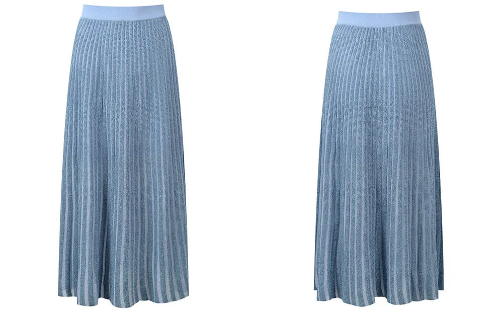 Valéa Pleated Set – Strick Cardigan & Midi Rock