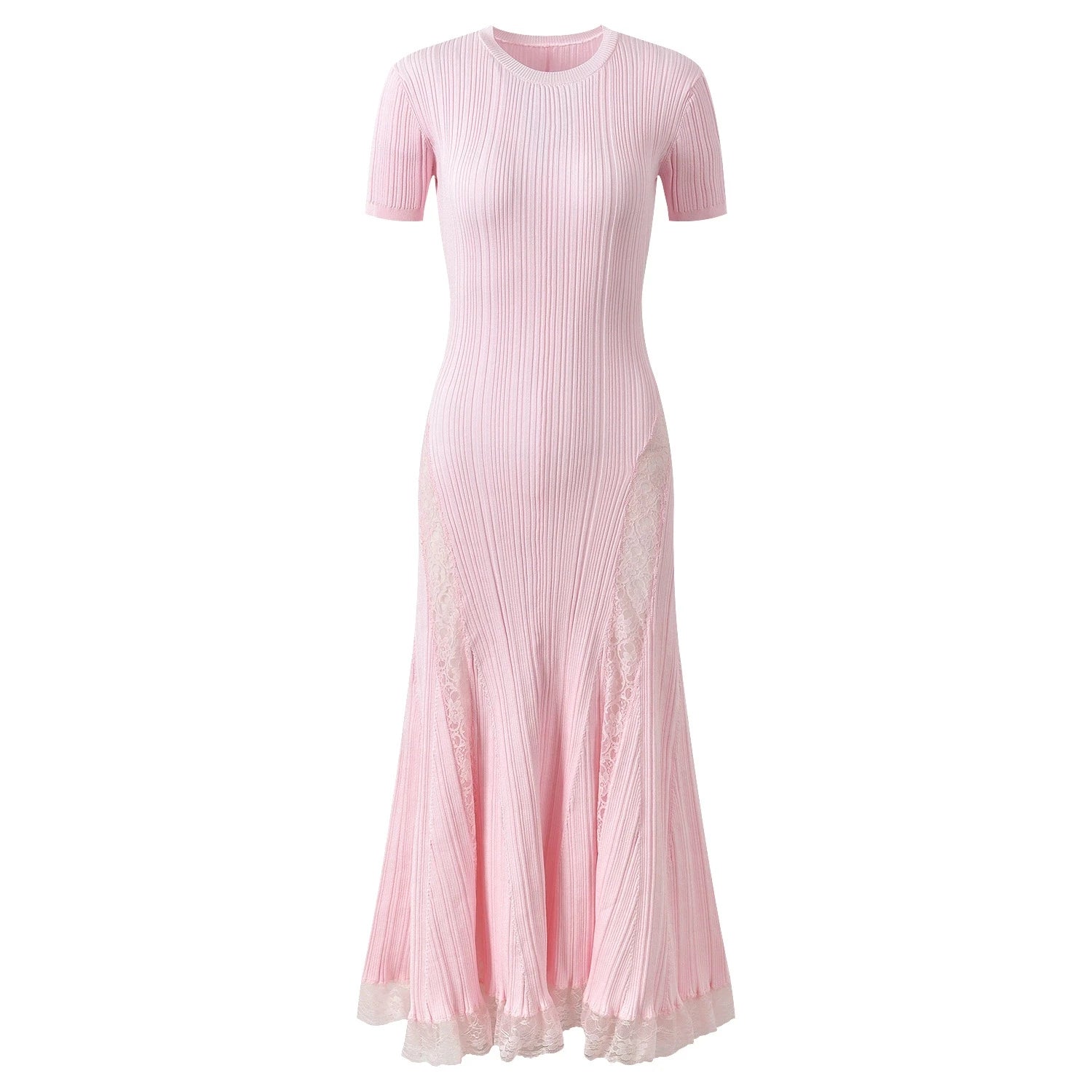 Rosélia Dress – Strick Maxi Kleid mit Spitze