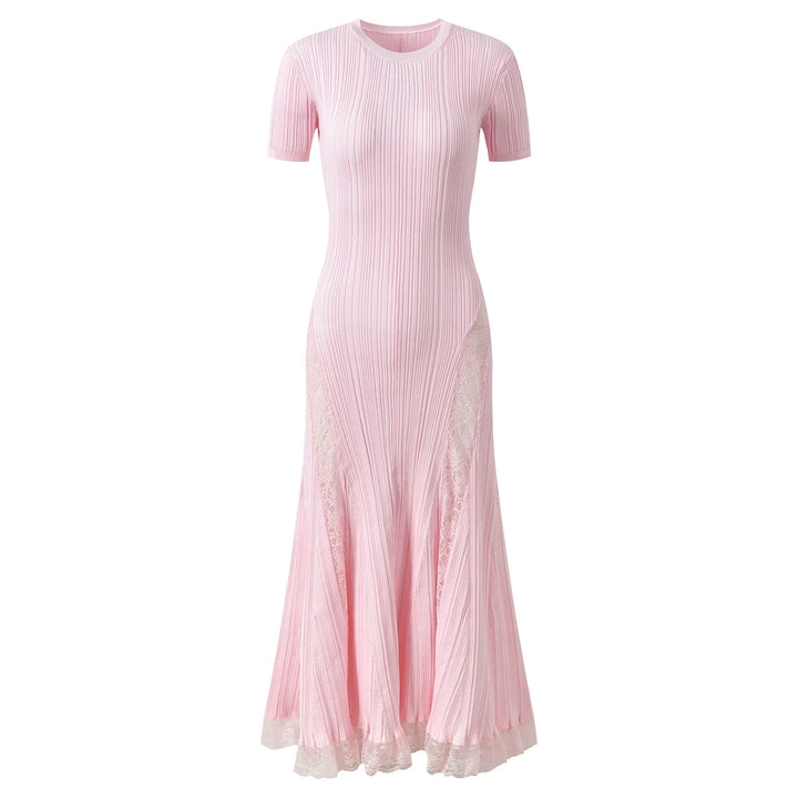 Rosélia Dress – Strick Maxi Kleid mit Spitze