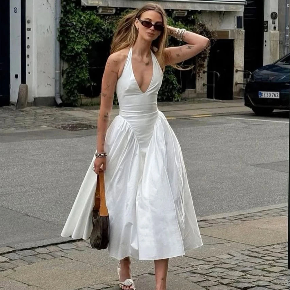 Talina "White Flame" – Rückenfreies Maxikleid