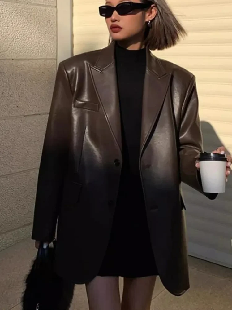 Velora Blazer – Oversized Blazer PU Leather 