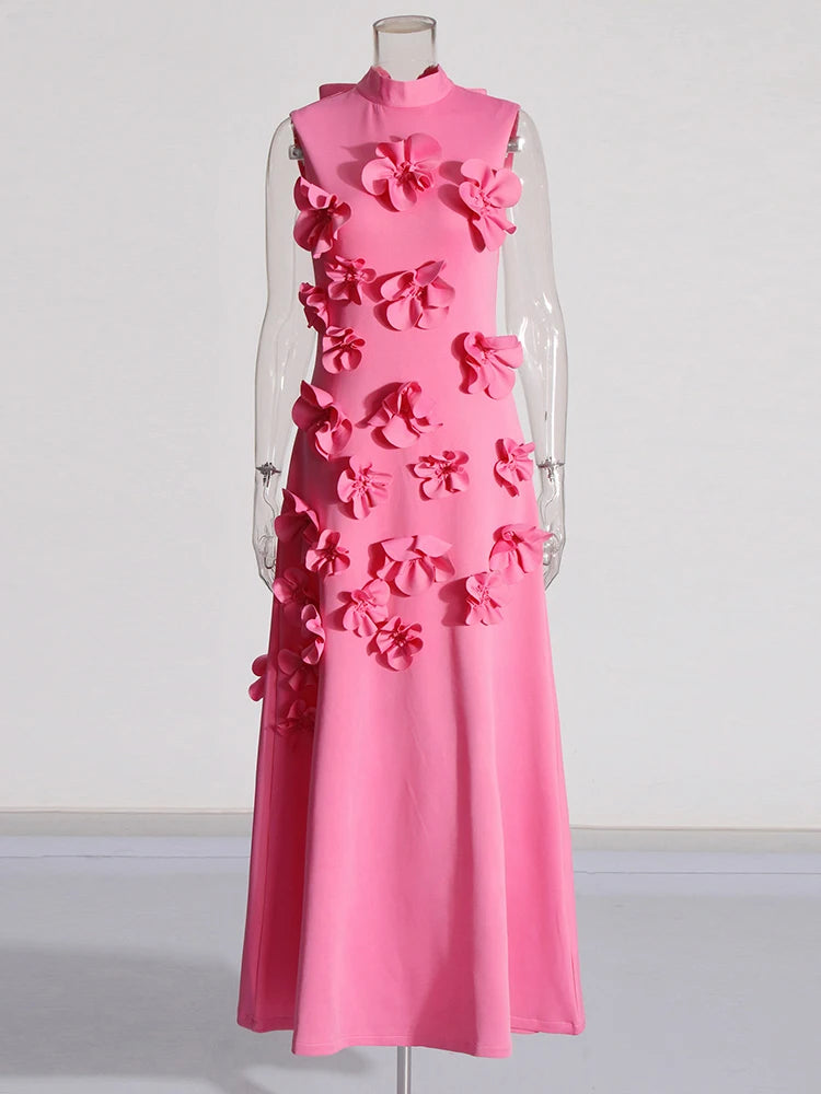 Florence maxi dress with bow and flower appliqué