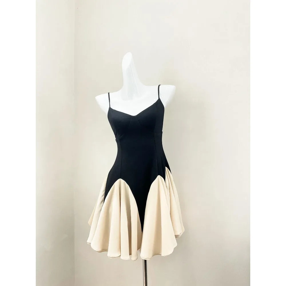 Selina Color Blocked Godet Pleated Mini Dress