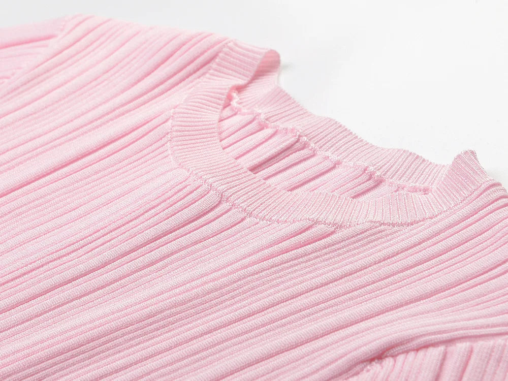 Rosélia Dress – Strick Maxi Kleid mit Spitze