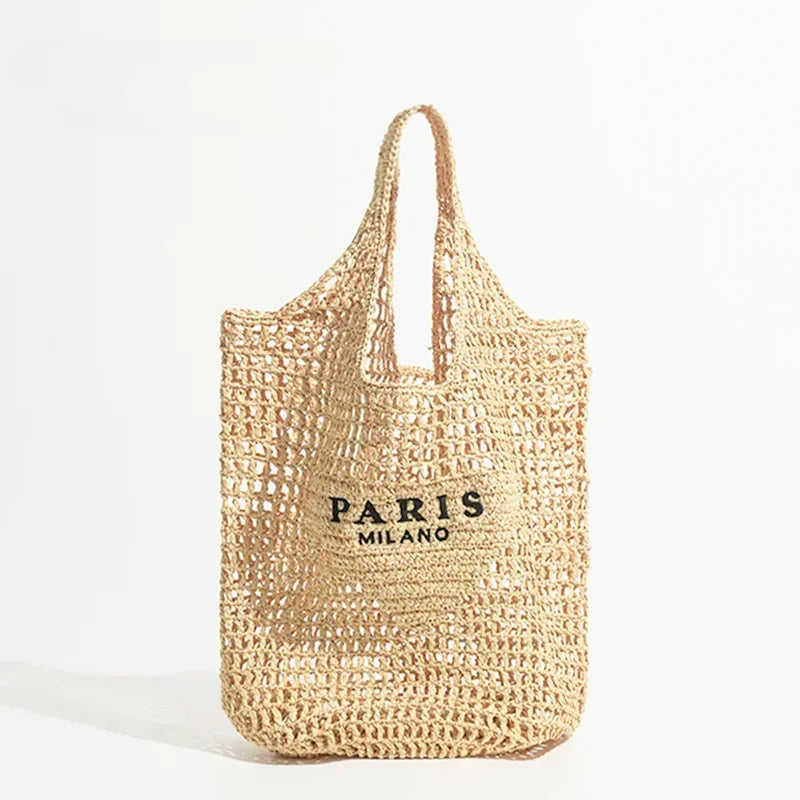 Solina – Handgefertigte Basttasche aus natürlichem Raffia mit Hohlmuster