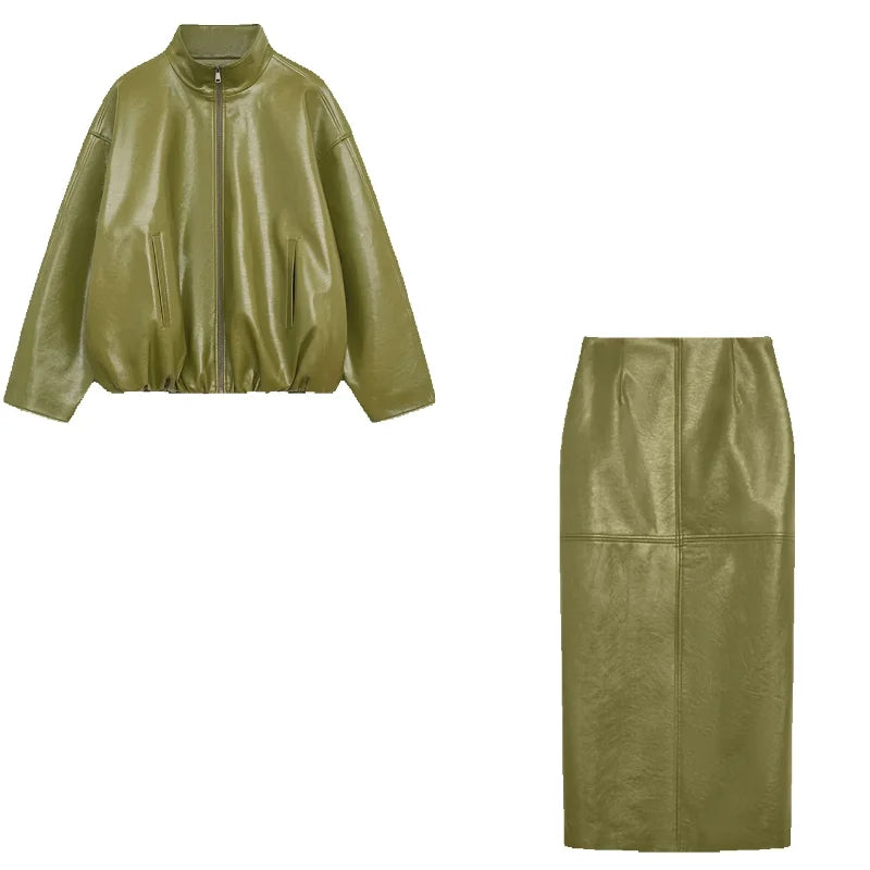 Lyvanna Set - stand-up collar jacket, skirt or trousers