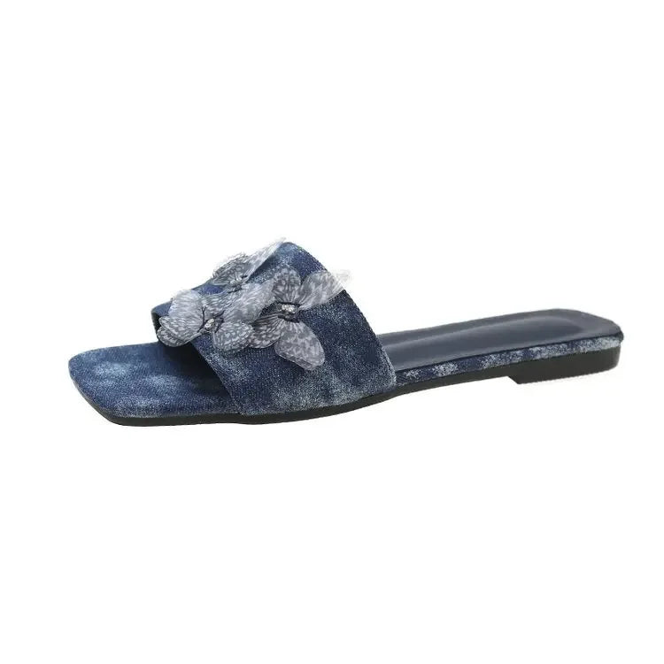 Retro Butterfly Denim Slipper
