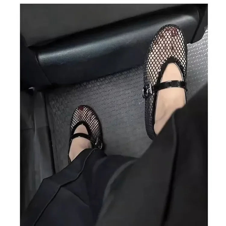 Aline Flat Shoes PU Leather - Net Ballerinas 