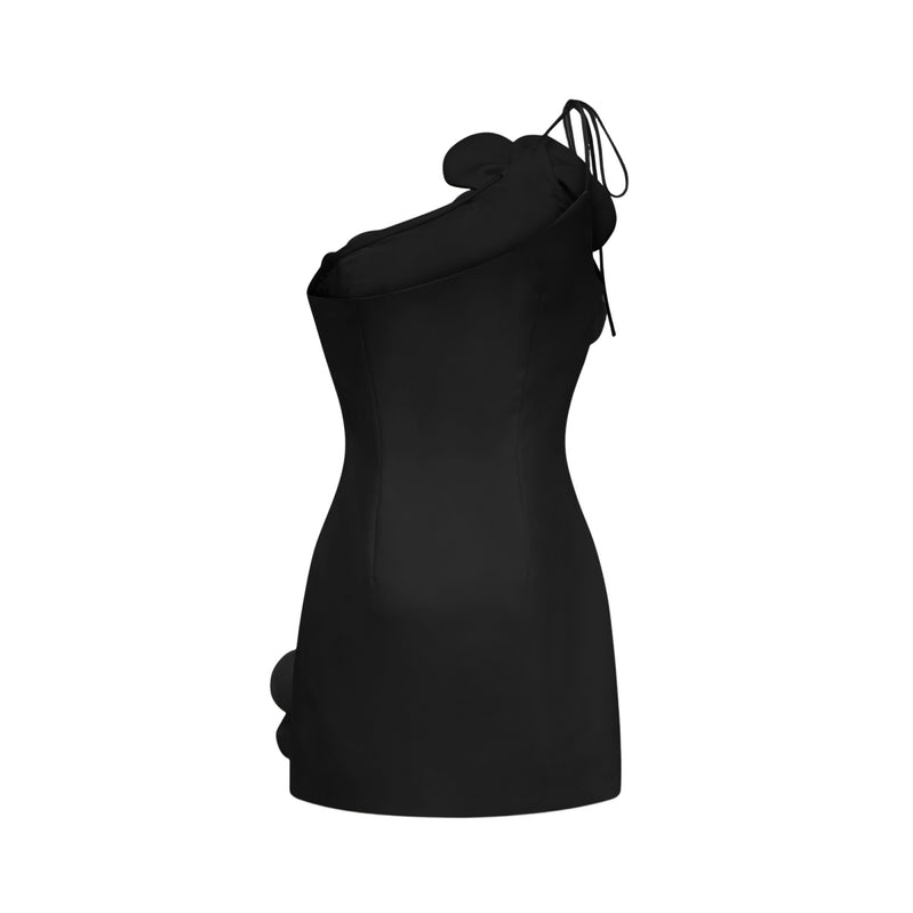 Fioraluna – Schulterfreies Minikleid mit Blumenverzierung