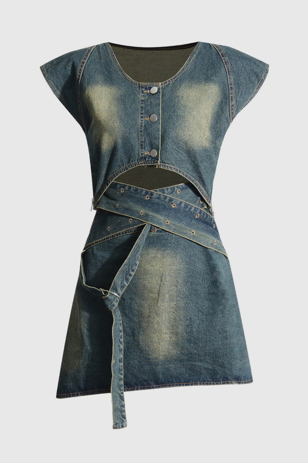 “Indira” – Denim co-ord with cross-over design