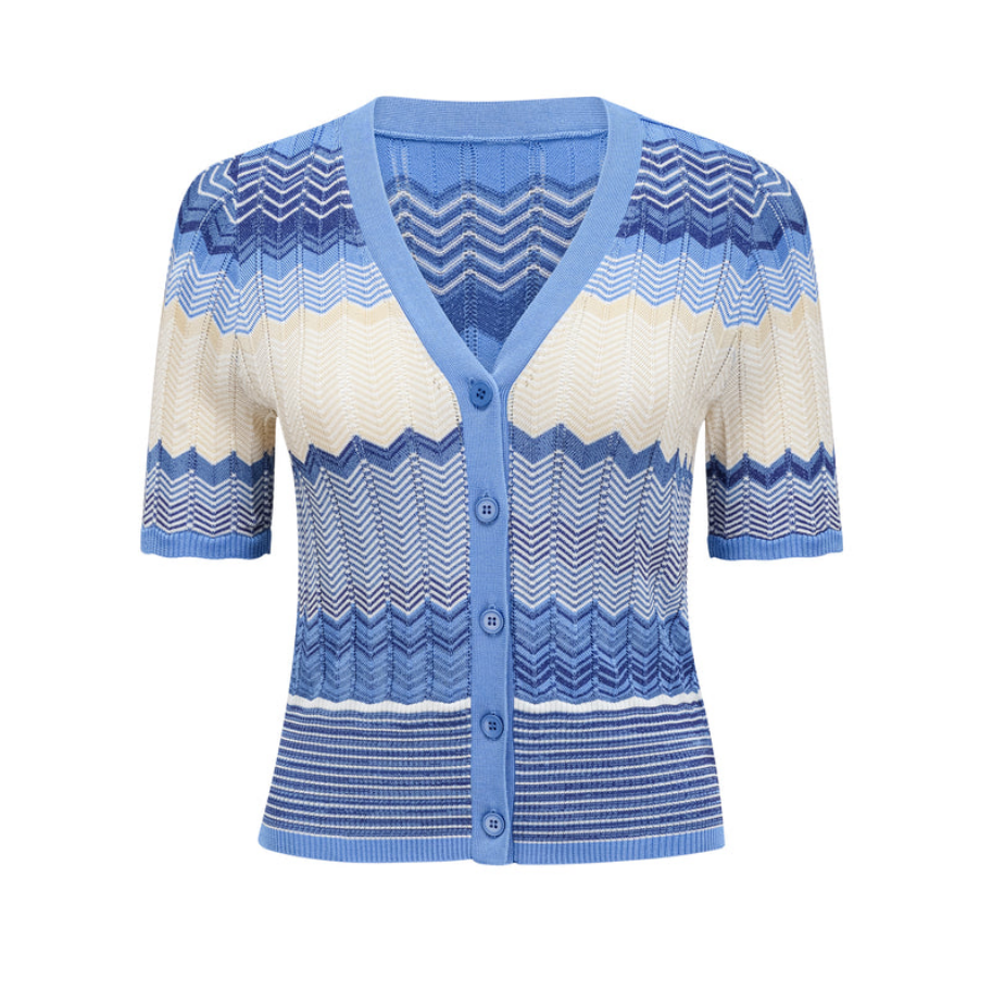 Marisol Azul – Two-piece knitting set with zigzag pattern