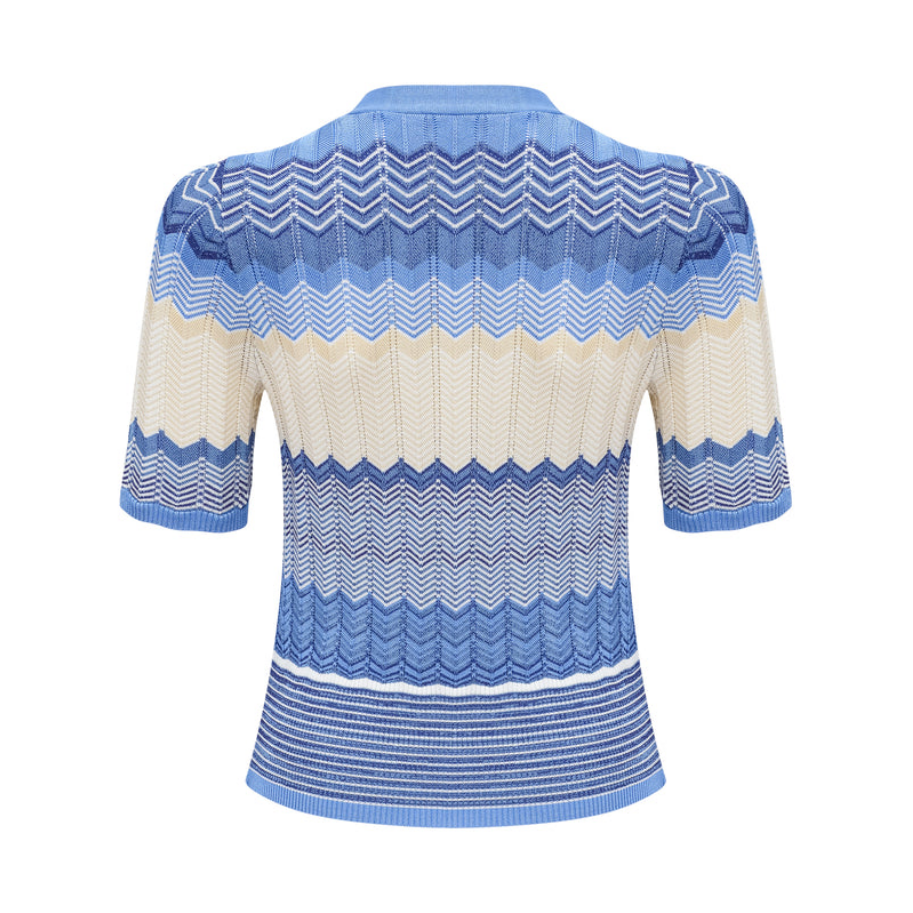 Marisol Azul – Two-piece knitting set with zigzag pattern