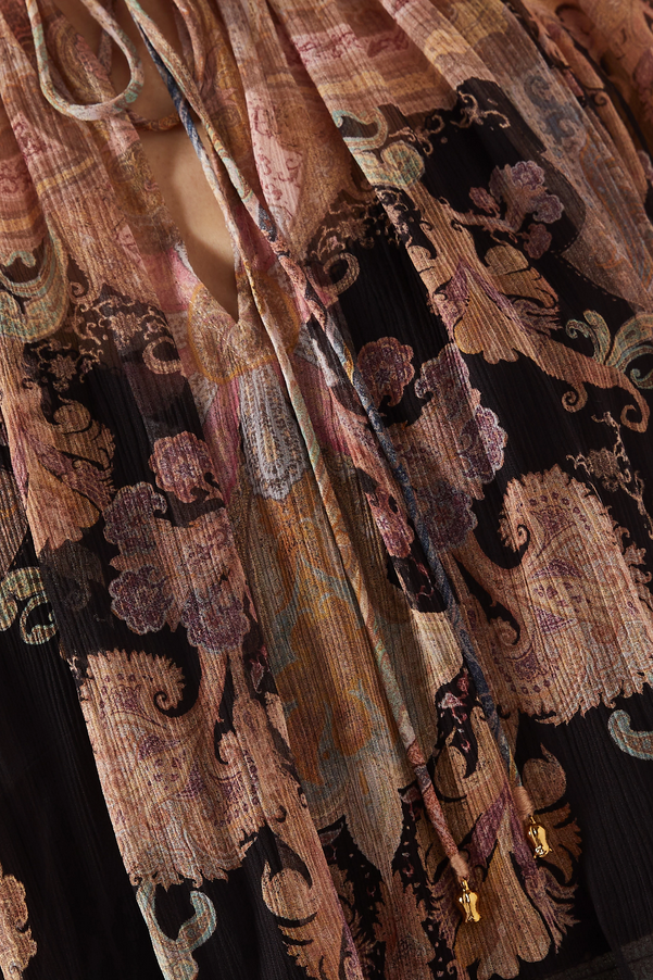 Noir Paisley Ensemble – Designer Blouse &amp; Shorts Set