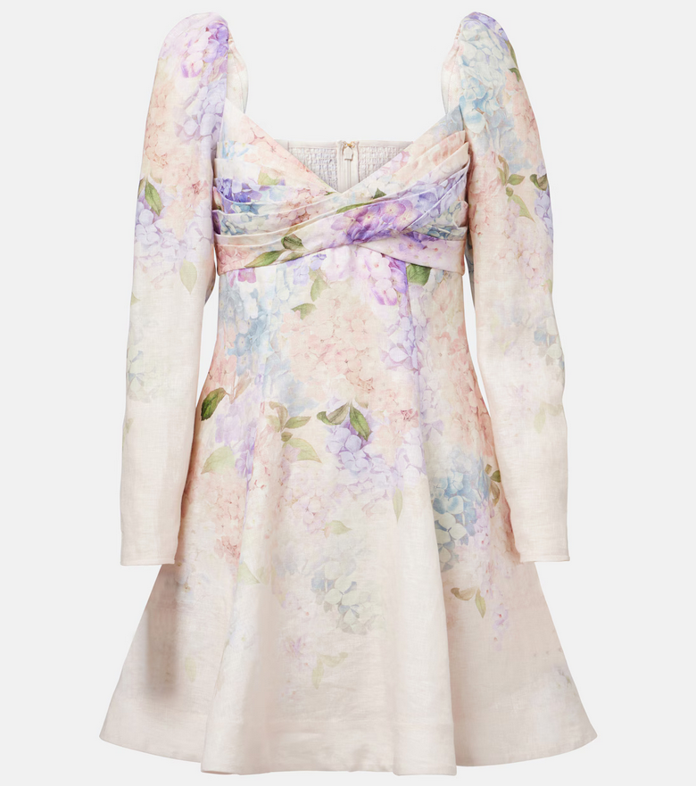 Hydrangea Blossom – 2025 mini linen dress with floral print