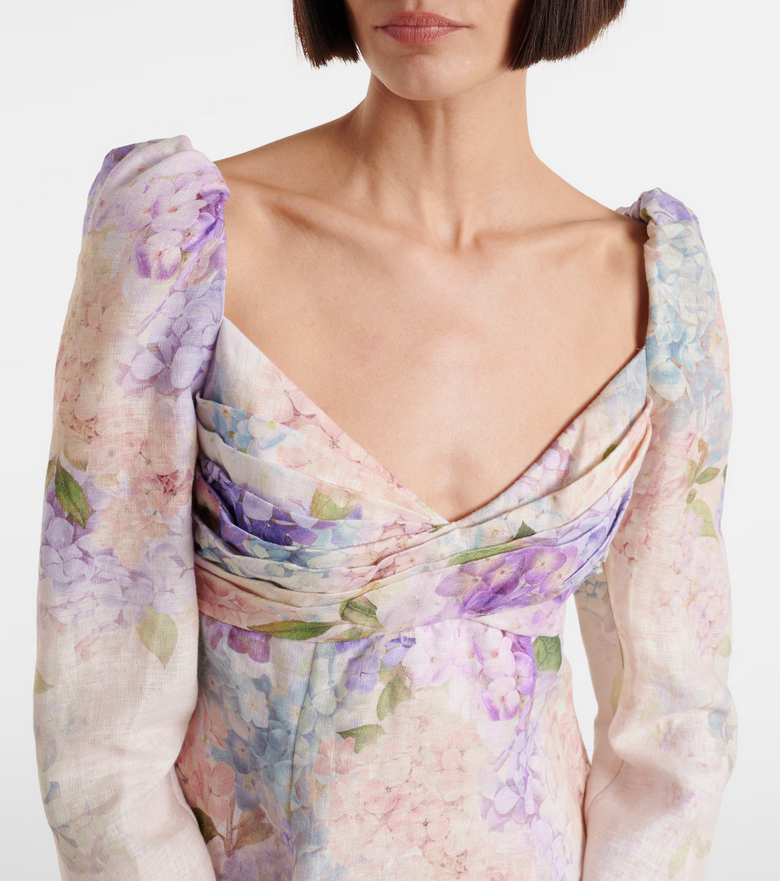 Hydrangea Blossom – 2025 Mini-Leinenkleid mit Blumenprint